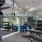 a gym with weights